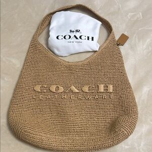 Authentic Coach Natural Woven Hobo Bag